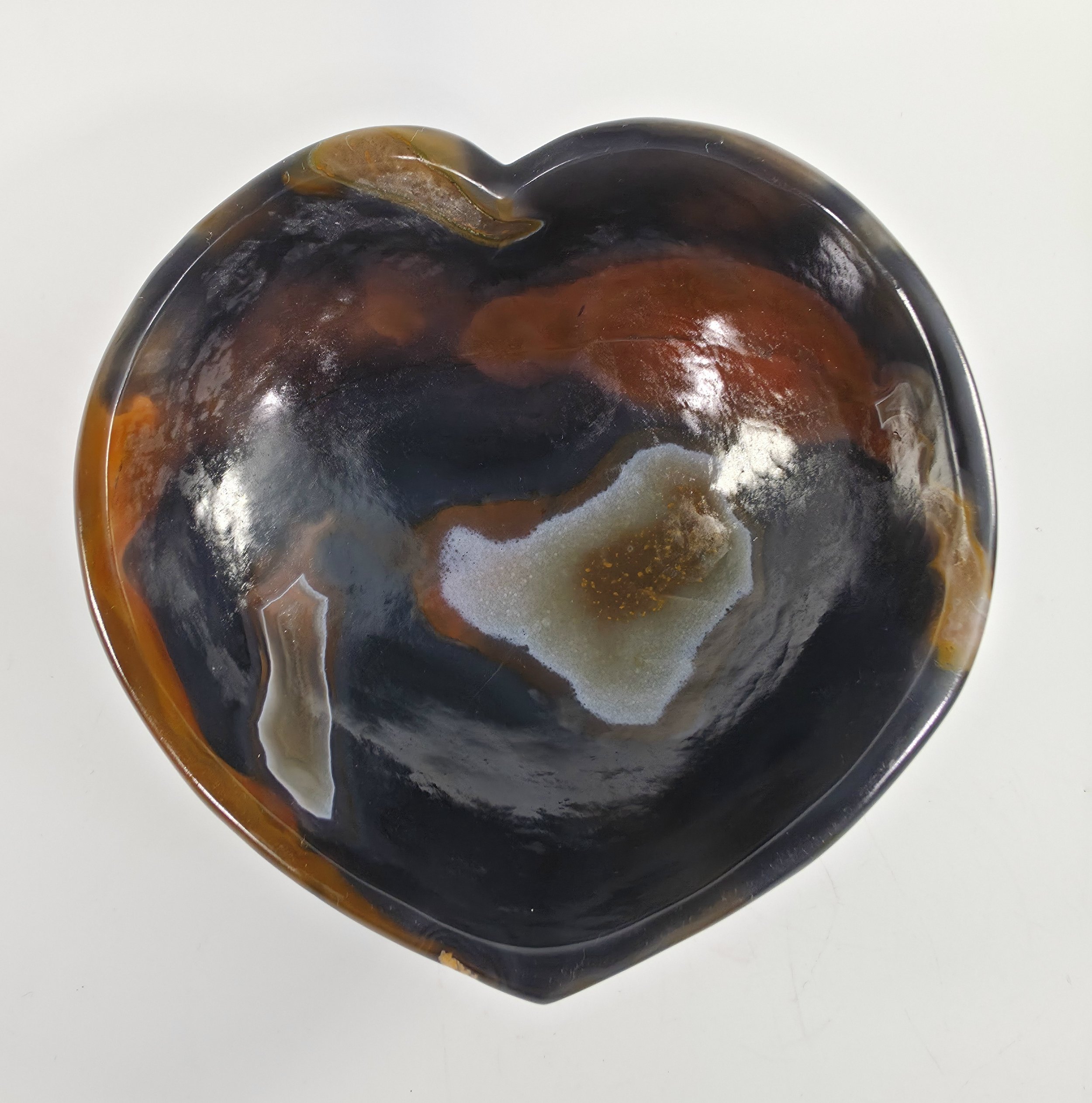 Black and Carnelian Agate Heart Bowl