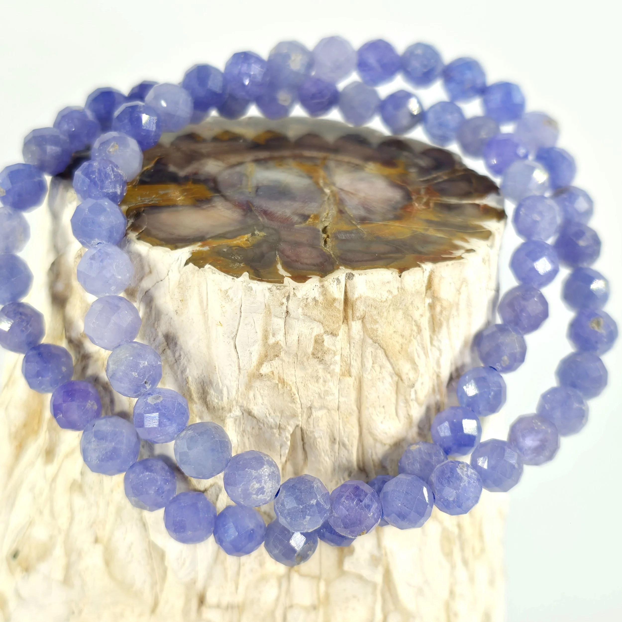 Tanzanite Diamond-Cut Bead Bracelet