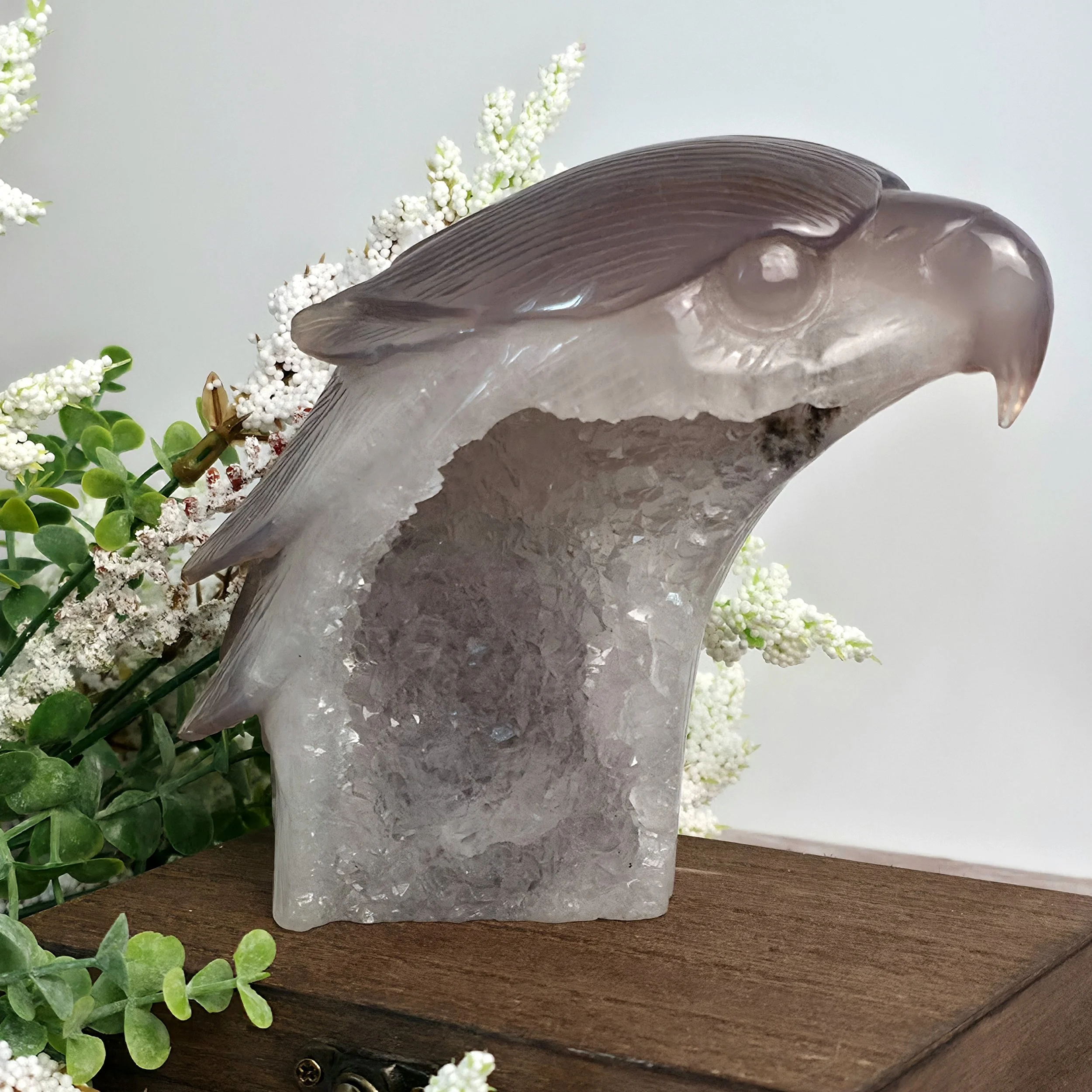Agate Druzy Eagle Head - A Unique Beauty