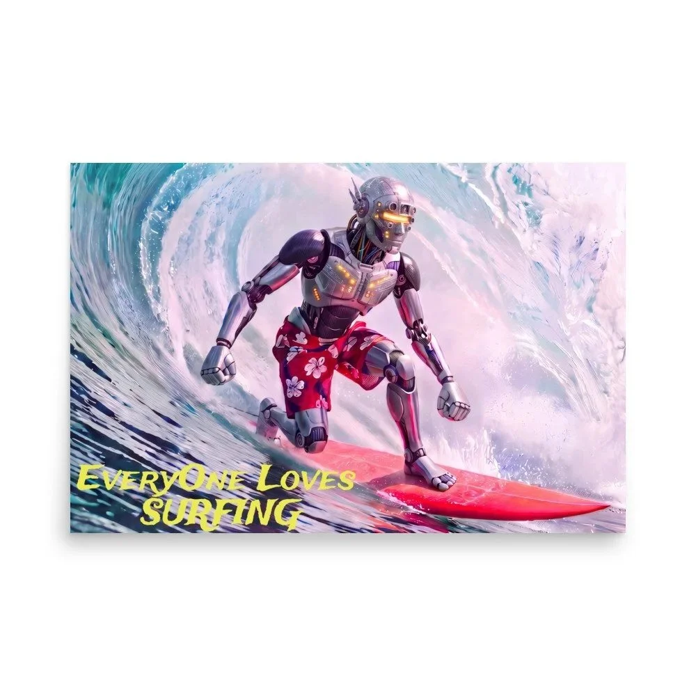 "EveryOne Loves SURFING" fingerprint resistant poster