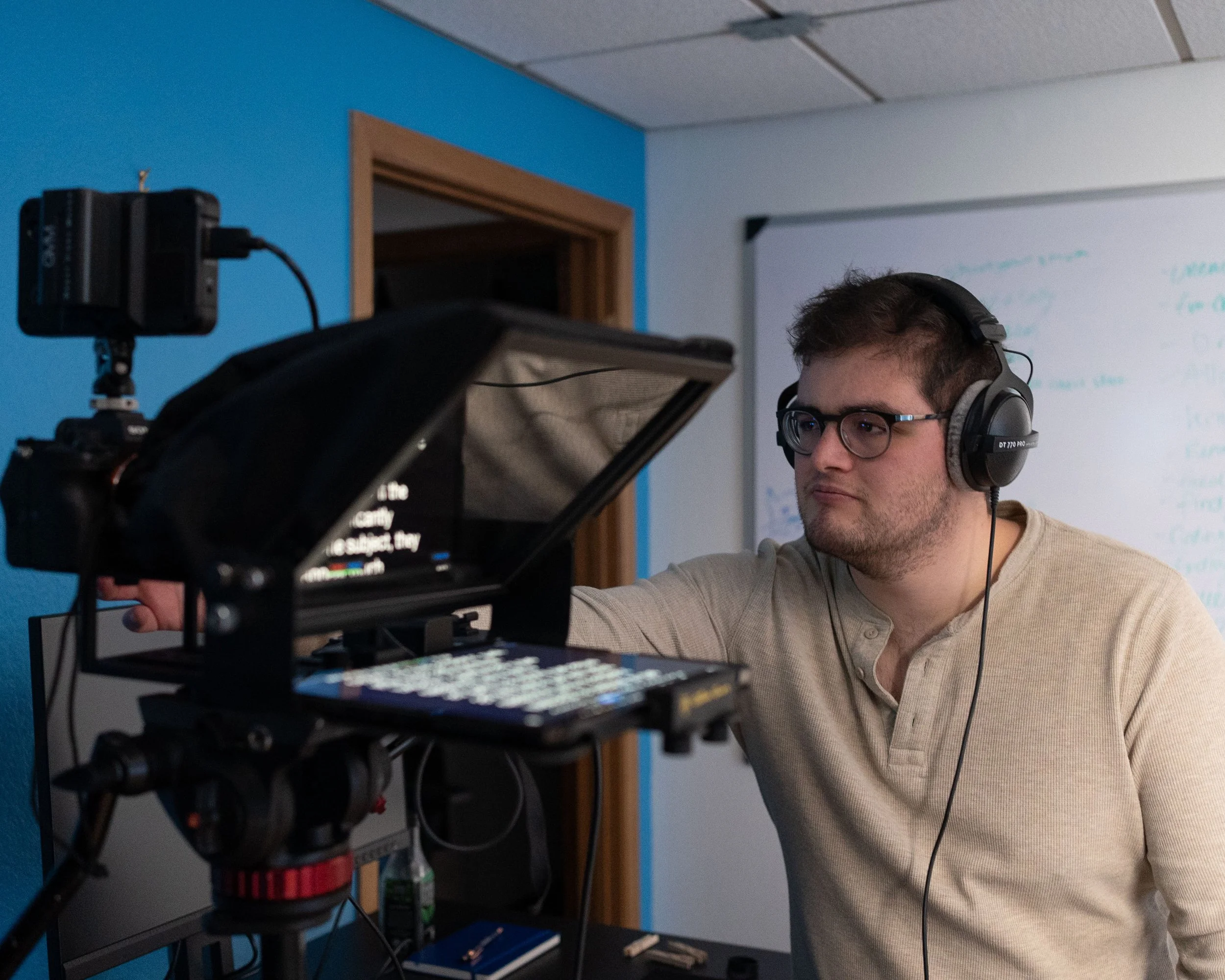 Patrick Videographer Operating Teleprompter