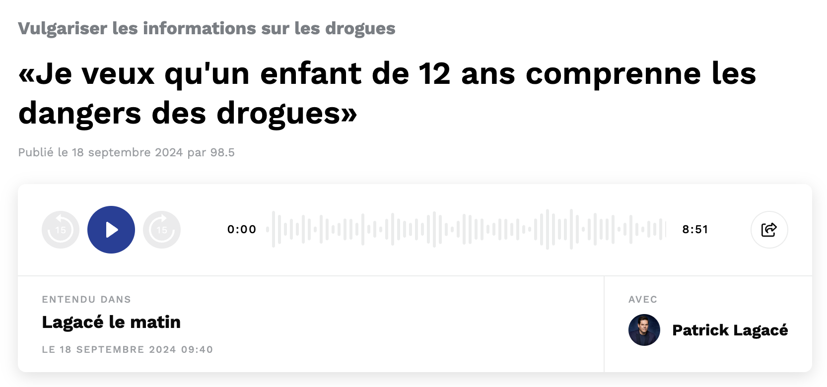 98,5 FM - Patrick Lagacé