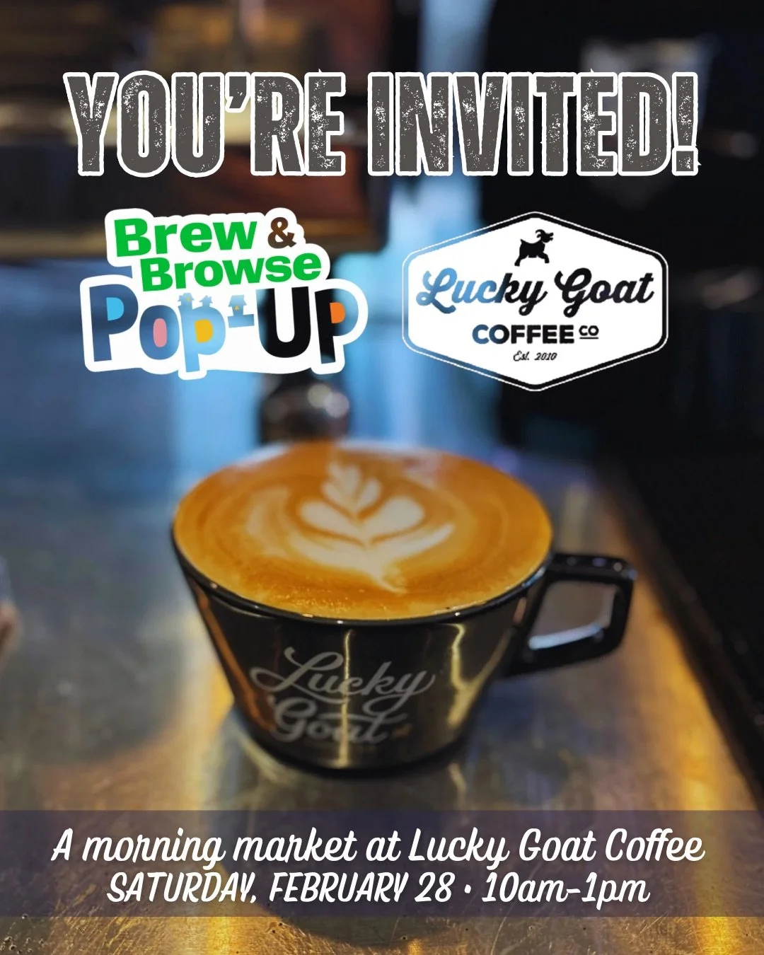 Brew &amp; Browse Pop-up at Lucky Goat Coffee - Deerwood