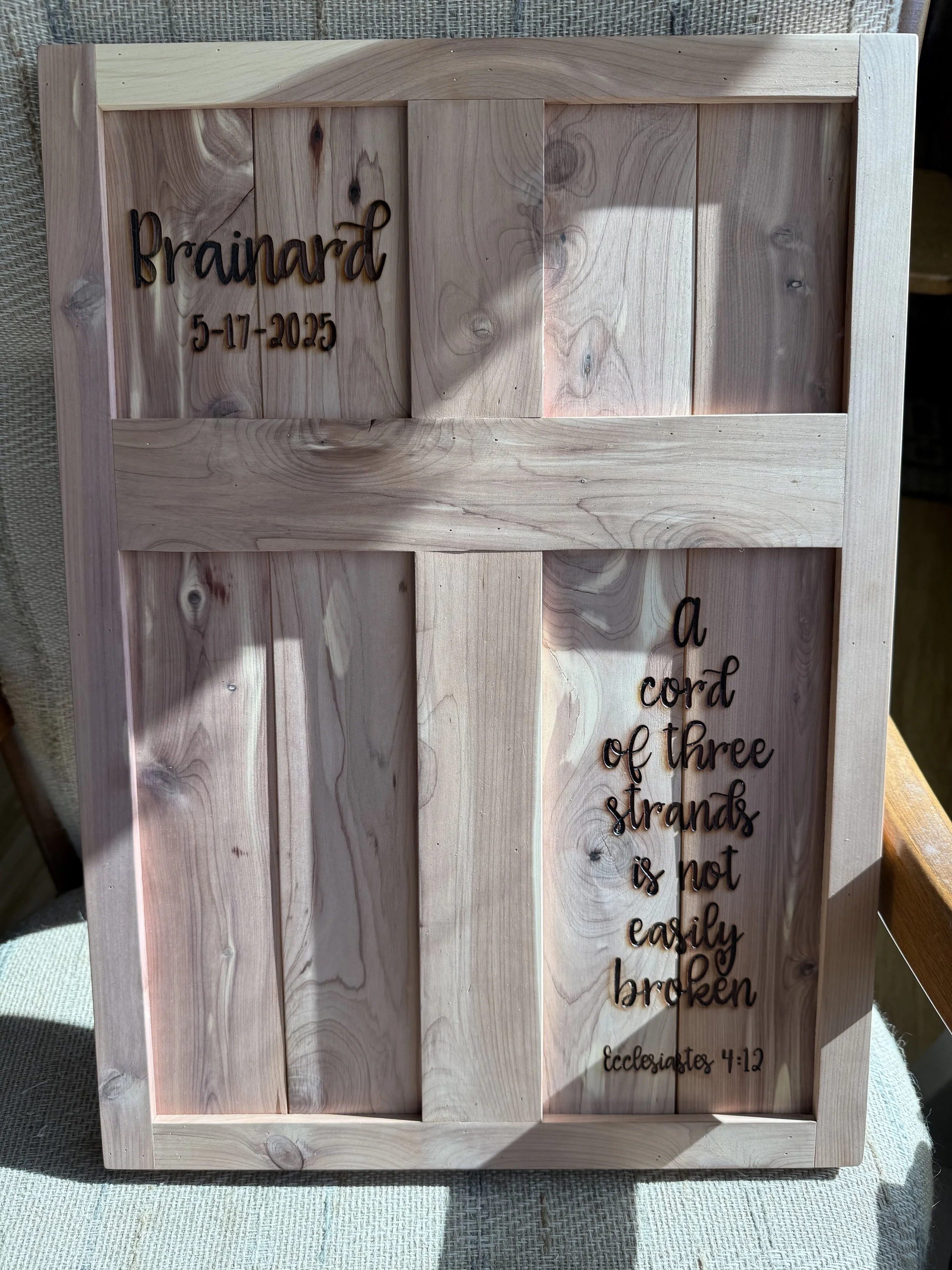 Wedding board with custom engraving. 