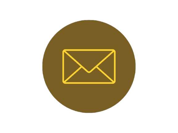 Icon of a yellow envelope inside a brown circle.