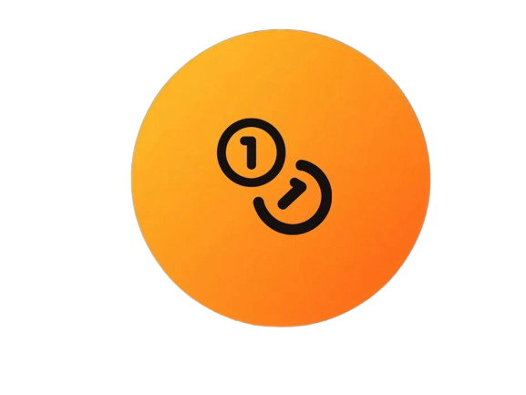 An orange circle with black text that reads '1 1' inside a smaller black circle on the upper left of the larger circle.