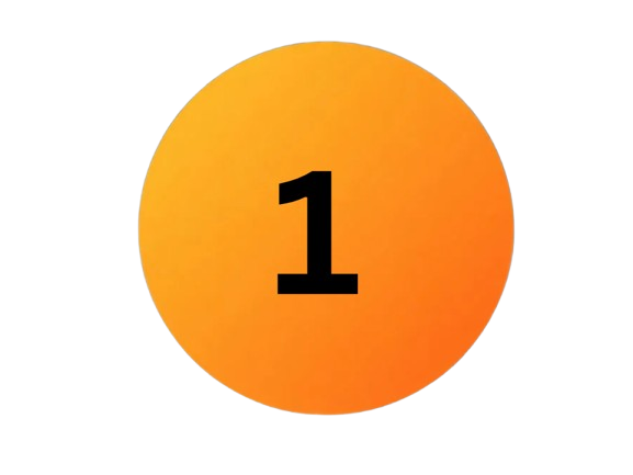 An orange circle with the number 1 in black text at the center.