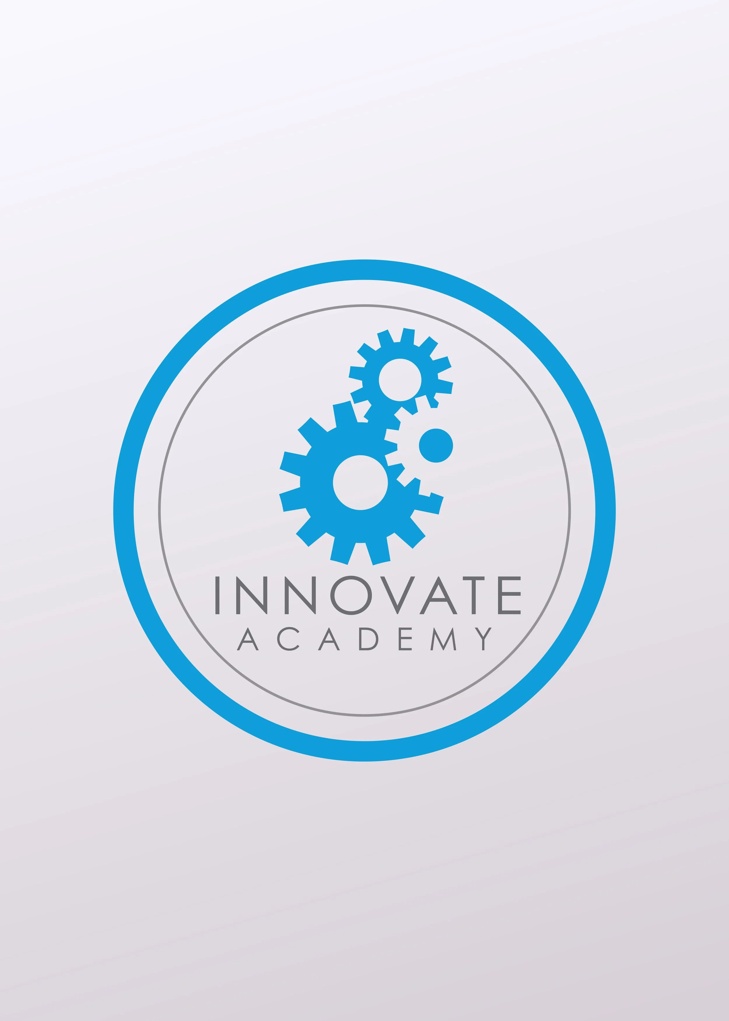 Logo for Innovate Academy featuring interconnected blue gears and the text 'Innovate Academy'.