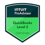 Intuit ProAdvisor badge for QuickBooks Level 2 Certified