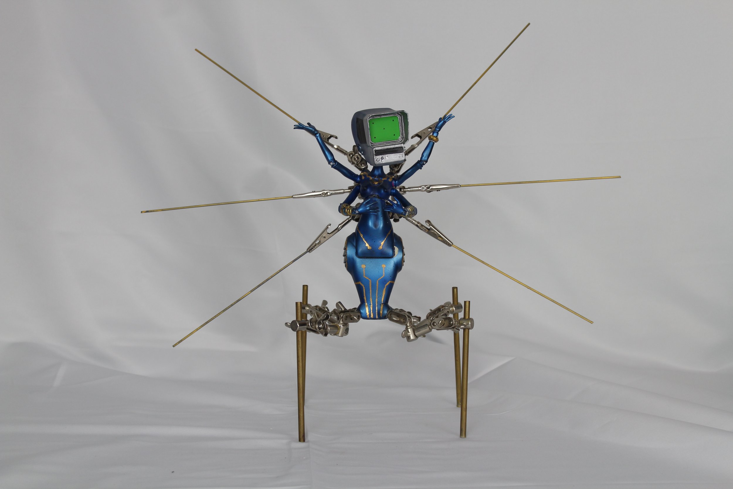 TV Head Girl is a part of my upcoming short Outlet. She is made from found parts and 3D printed parts. She has a green screen face so she can have images show up on it. More life to the art. 