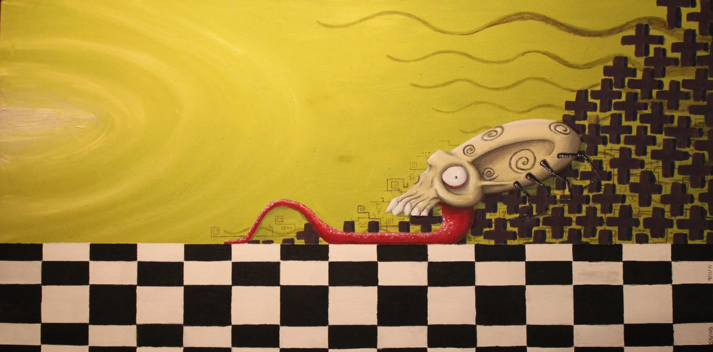 Crawly Skull. Acrylic on canvas. 