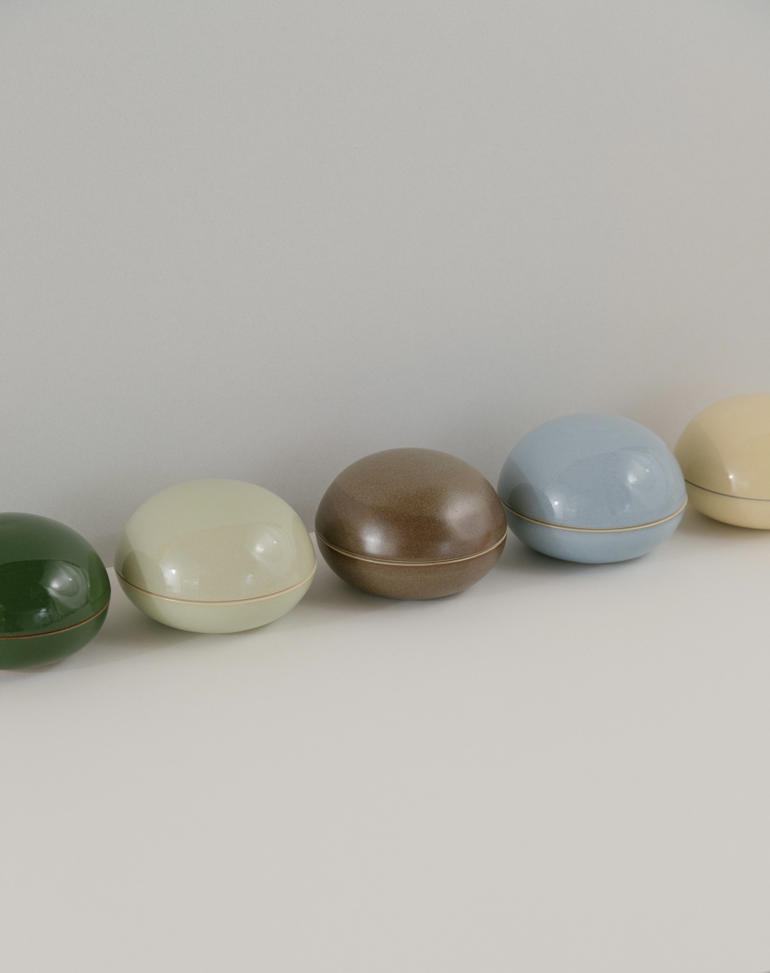 Sphere jars in five house glazes - 2022