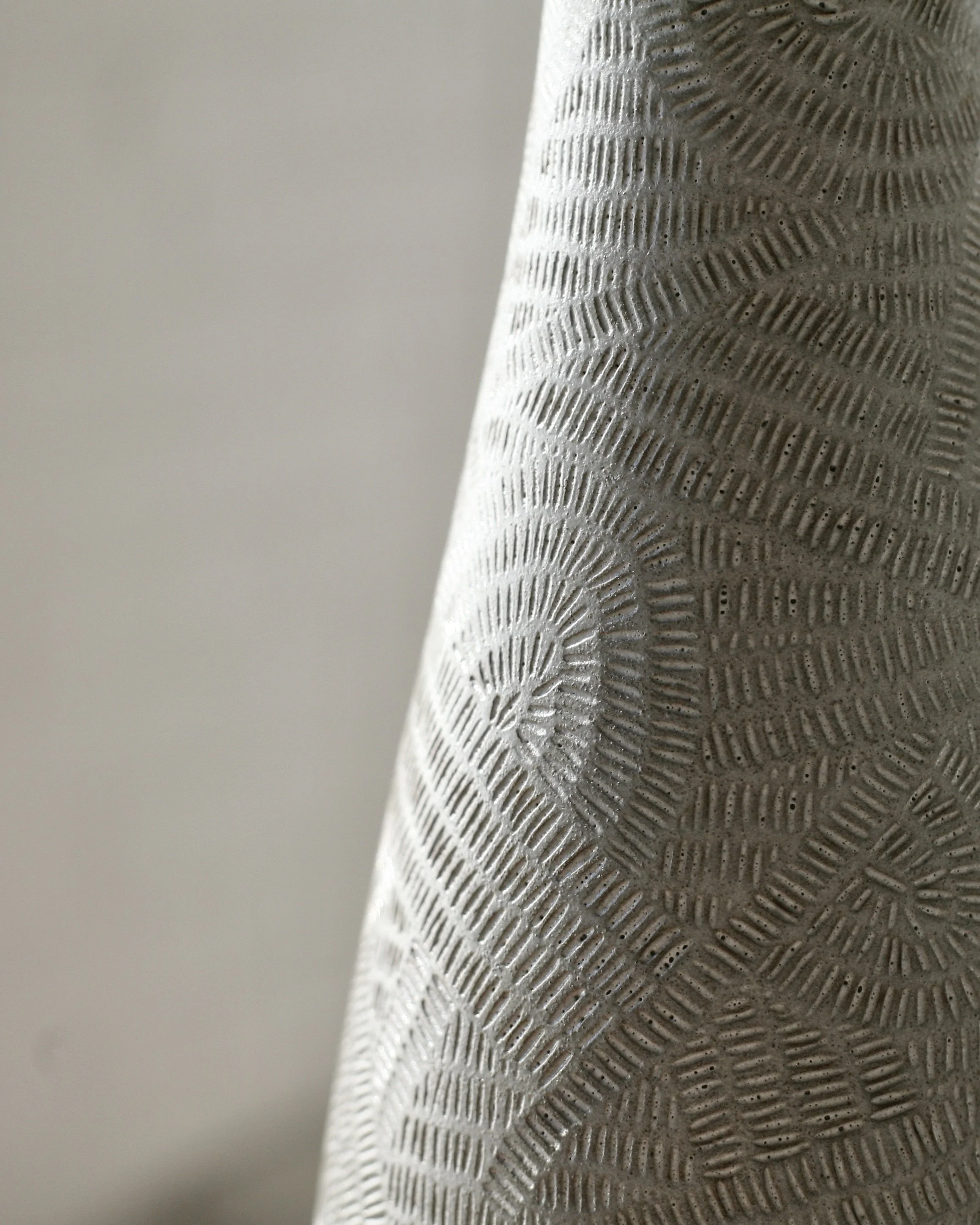 Wheel-thrown lamp base. Surface design by Kristine Zingeler - 2018