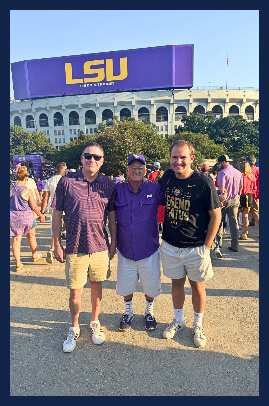 Bart Hebert for City Court Judge - Geaux Tigers! LSU Tiger Stadium with fans in purple and gold.