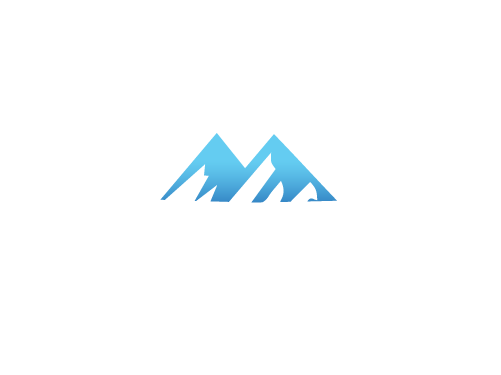 Logo with stylized mountains and a cloud in blue and black colors.