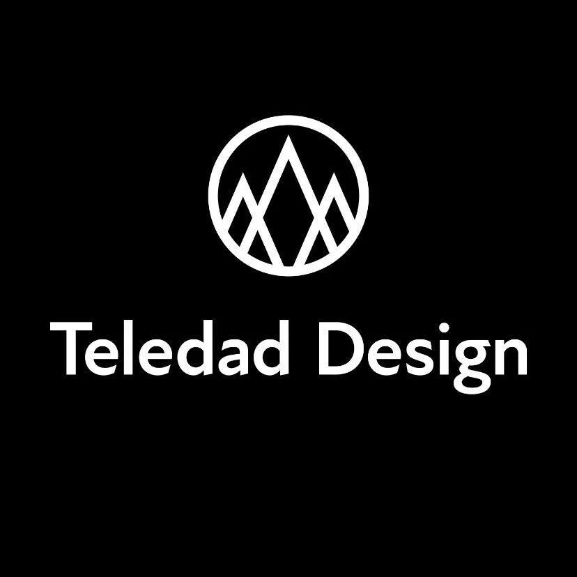 Black background with a white circular mountain logo and the text 'Teledad Design' below it.