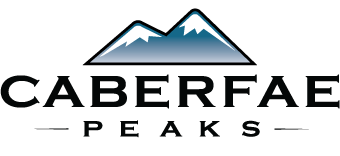 Logo of CABBFAE PEAKS with stylized mountain peaks above the text.