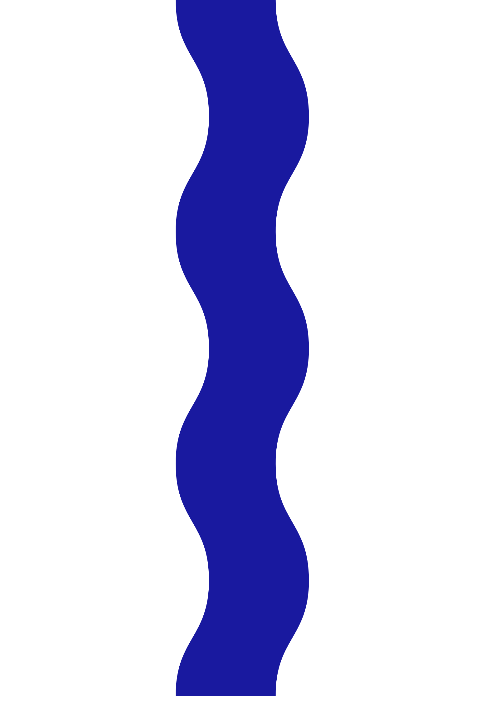 A vertical image with a white background and a wavy blue stripe running down the center.