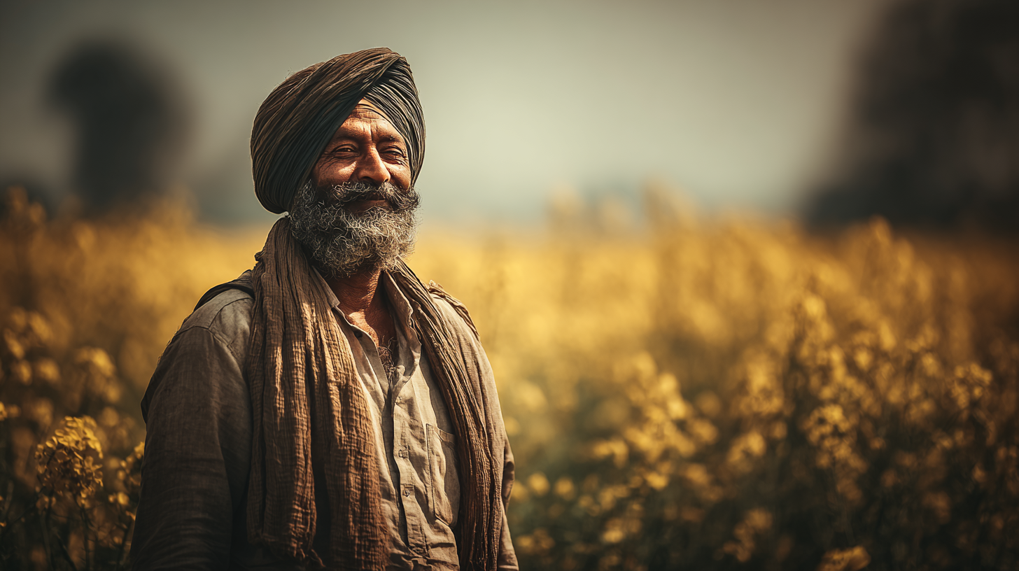 Farmer in wheat field
