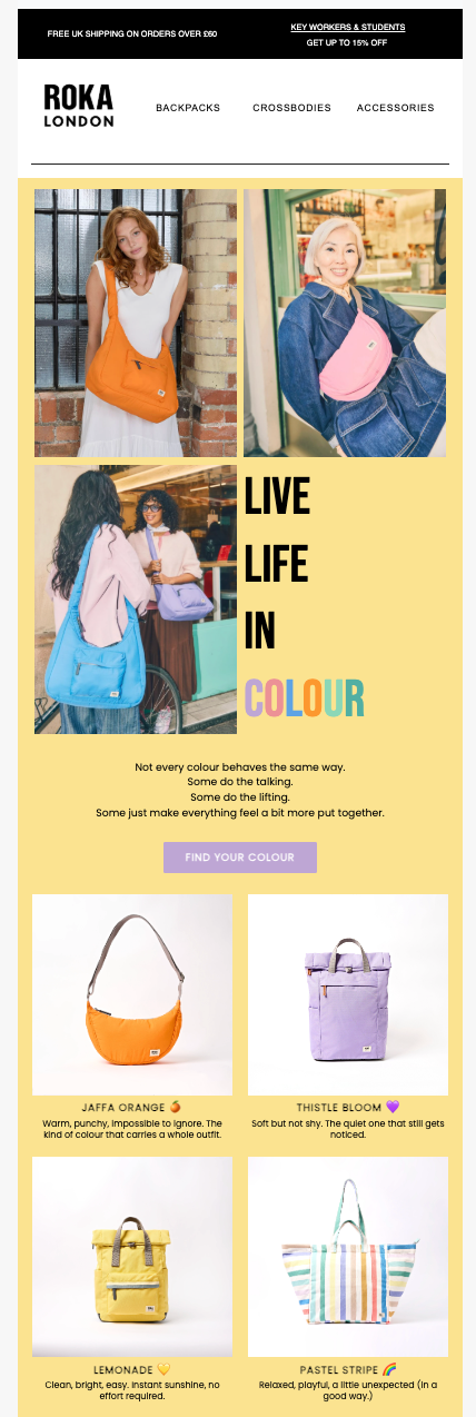 ROKA London | Klaviyo Email Campaign | New Colourways