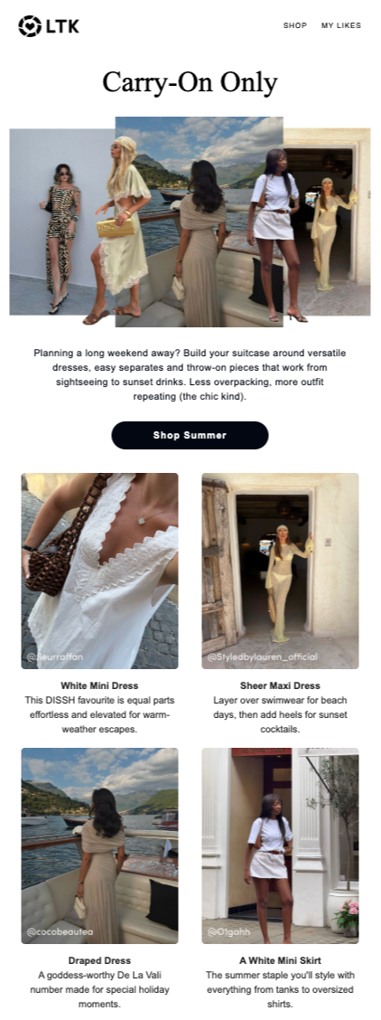 LTK | Email Campaign | Travel