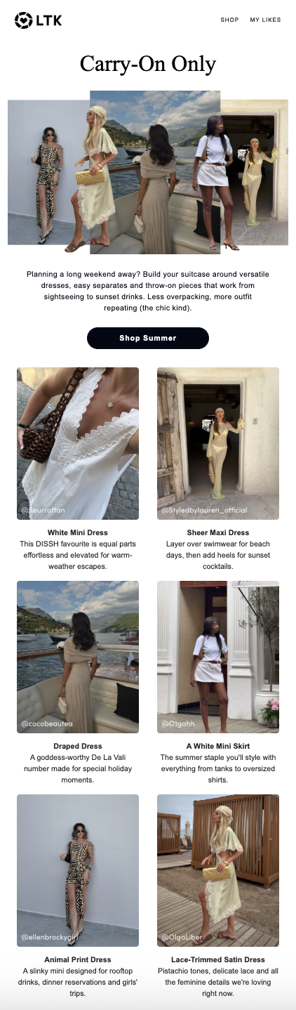 LTK | Email Campaign | Travel