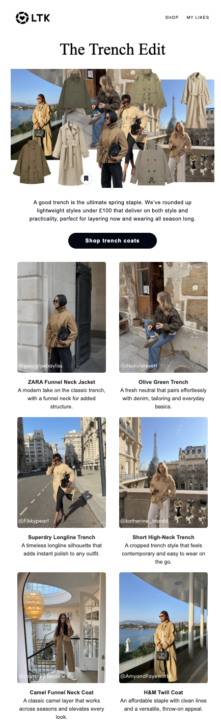 LTK | Email Campaign | Trench Coats