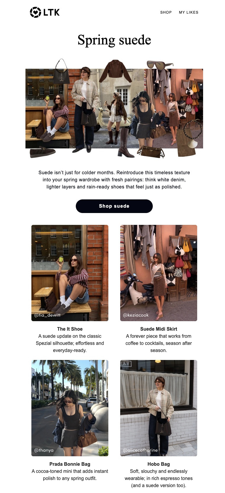 LTK | Email Campaign | Spring Suede