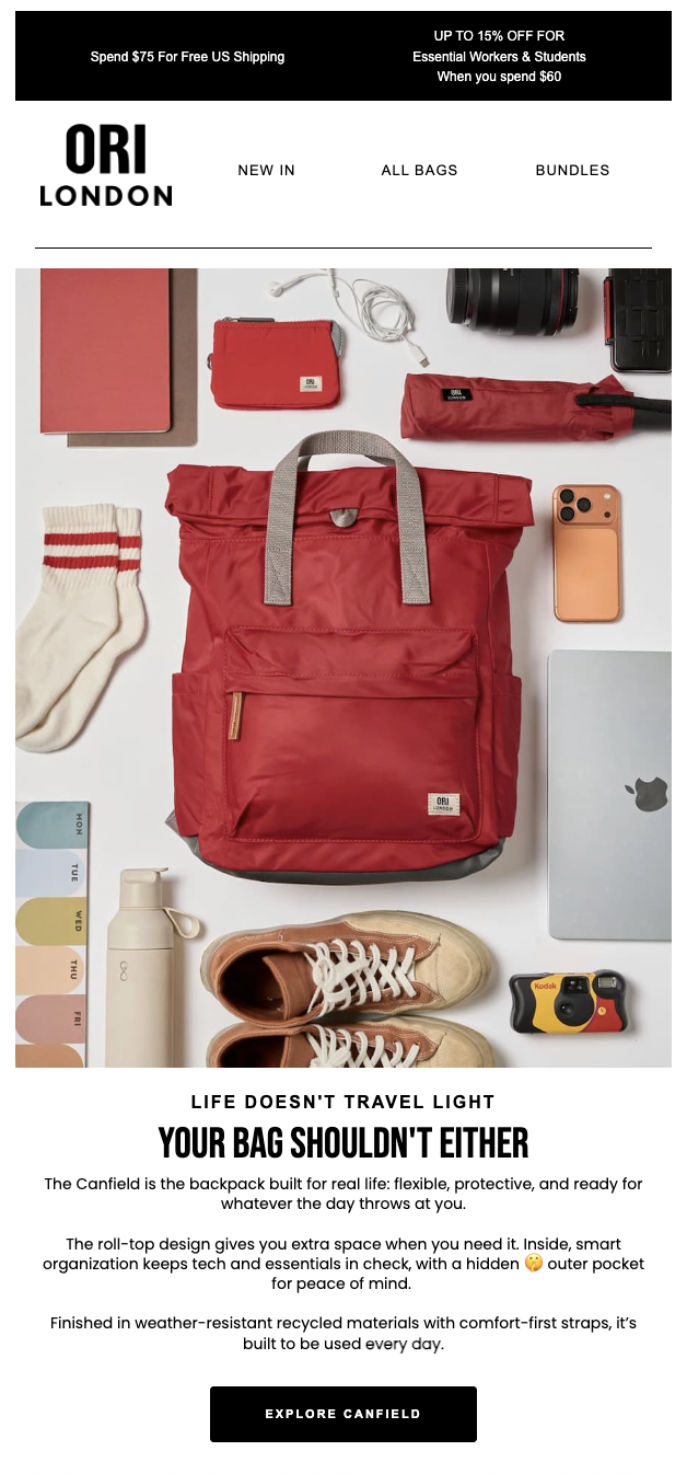 ORI London | Klaviyo Email Campaign | Designed To Handle It