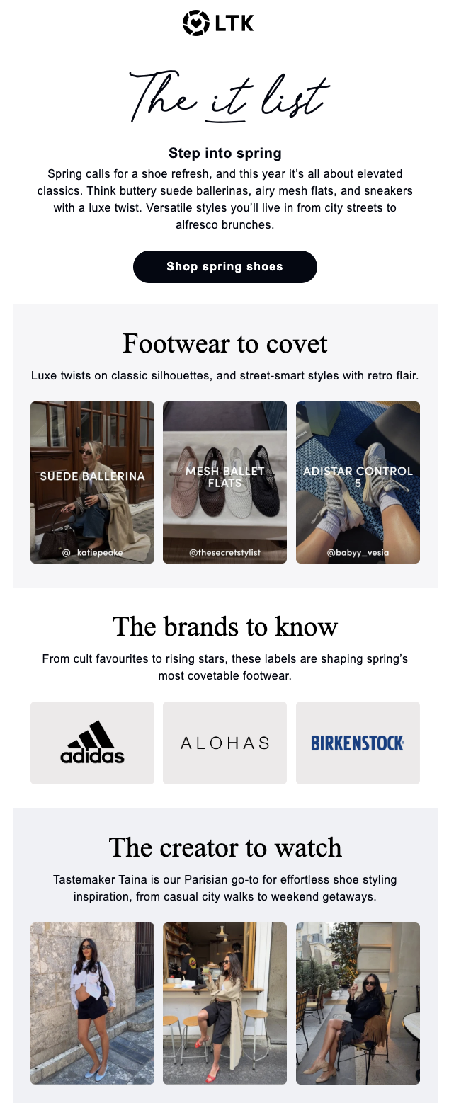 LTK | Email Campaign | Spring shoes