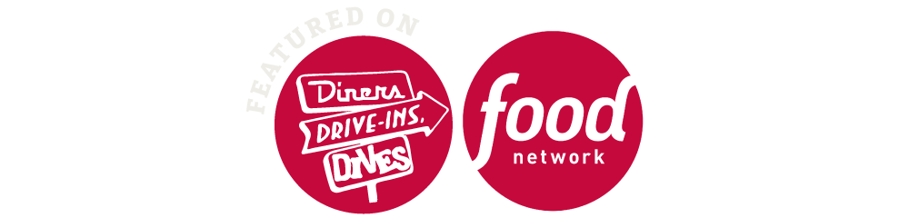 Featured on Diners Drive-Ins and Dive logo, Food Network logo