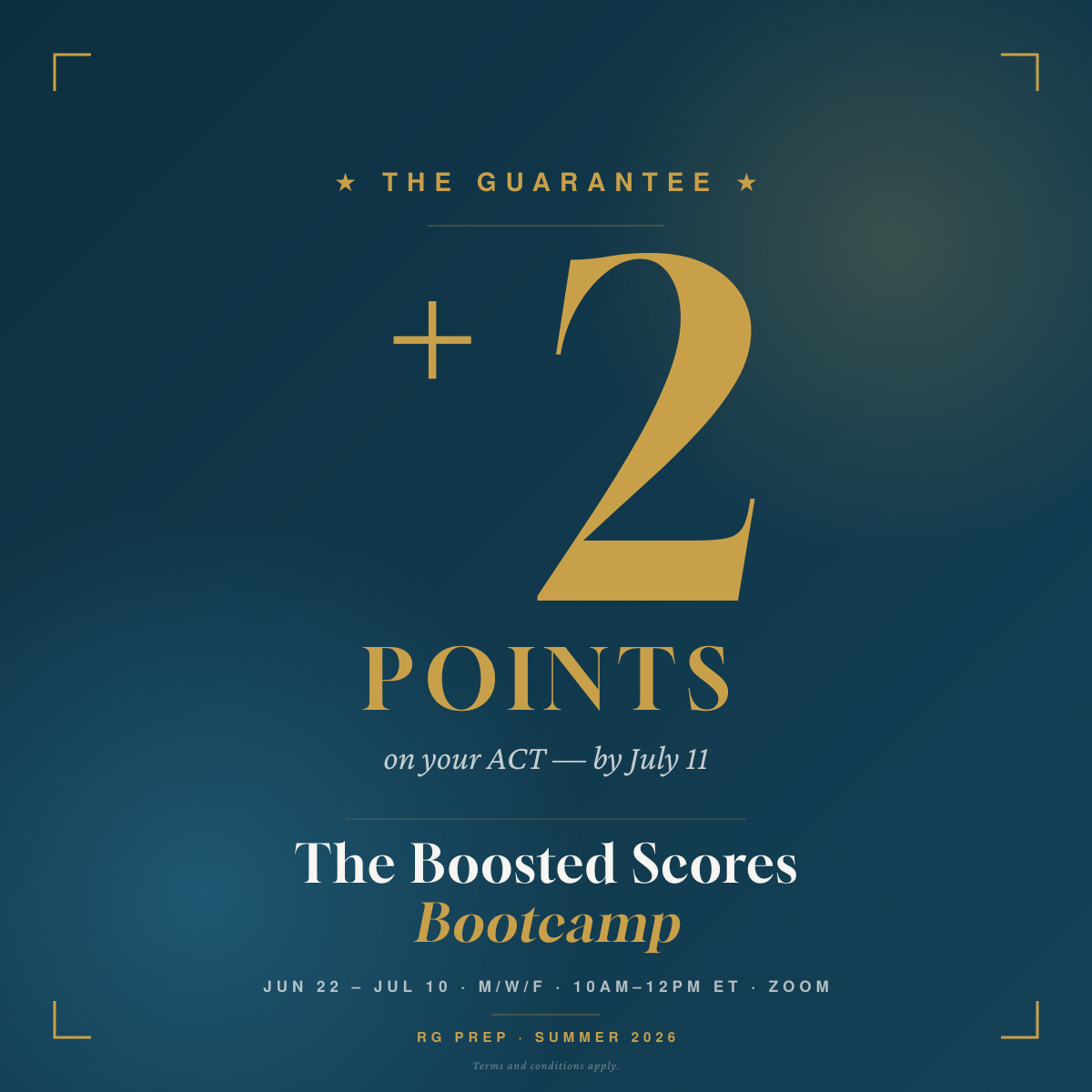 ACT Boosted Scores Bootcamp - Early Bird Deposit