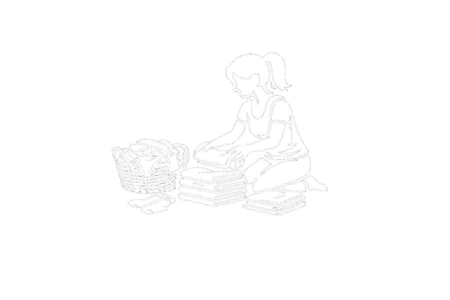 Helpful Woman Folding Washing While Mother Rests