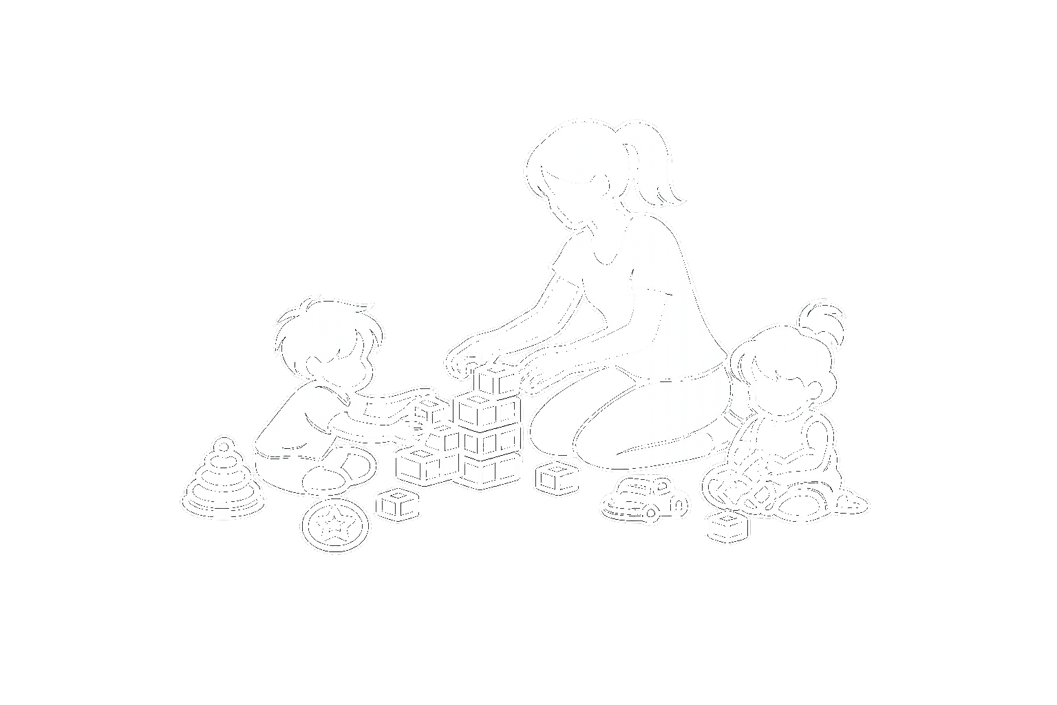 Woman playing with children