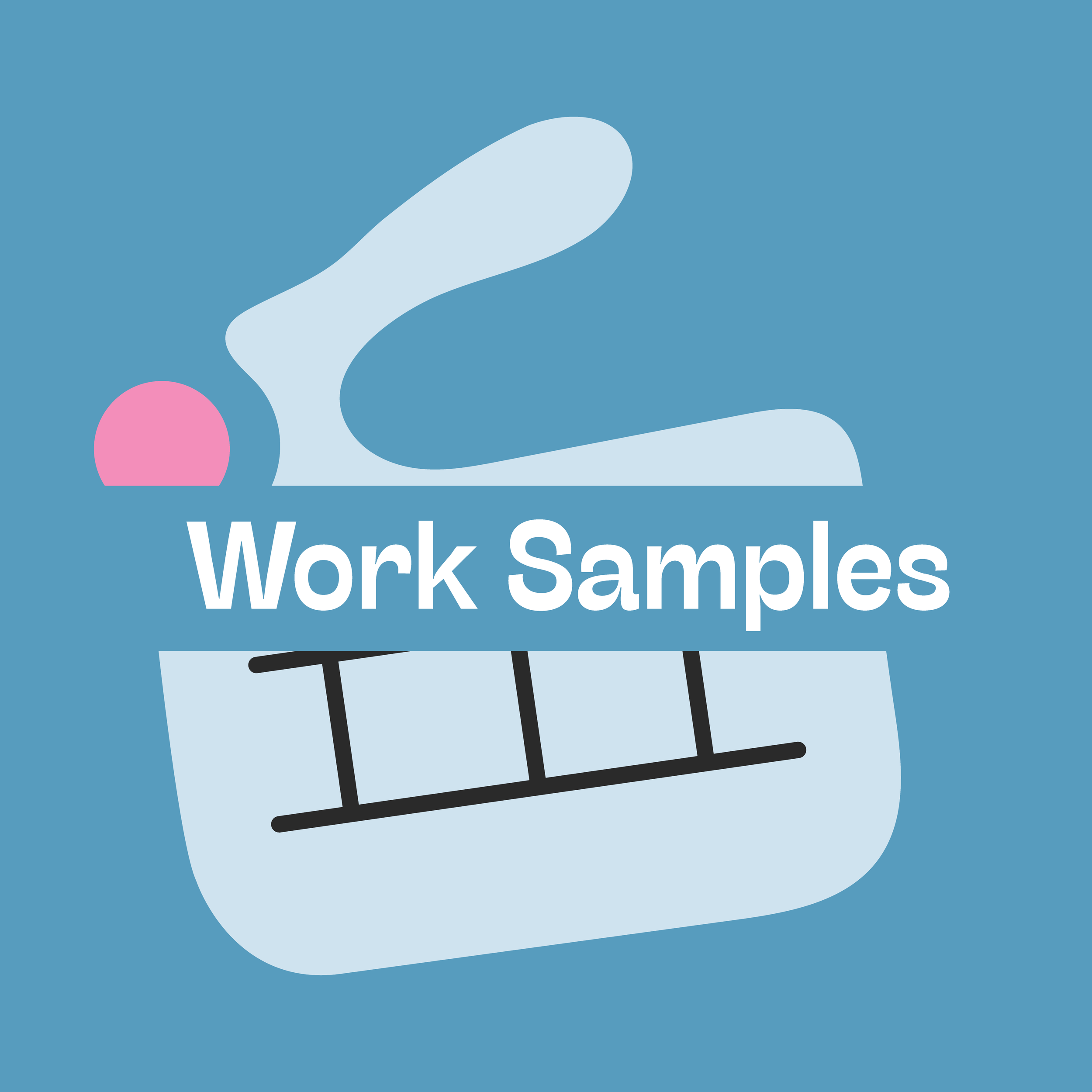 Graphic of a swimmer diving into water with the text 'Work Samples' overlaid.