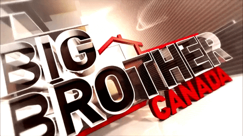 Logo for Big Brother Canada TV show, featuring large 3D text with a red arrow pointing to the word 'Canada'.