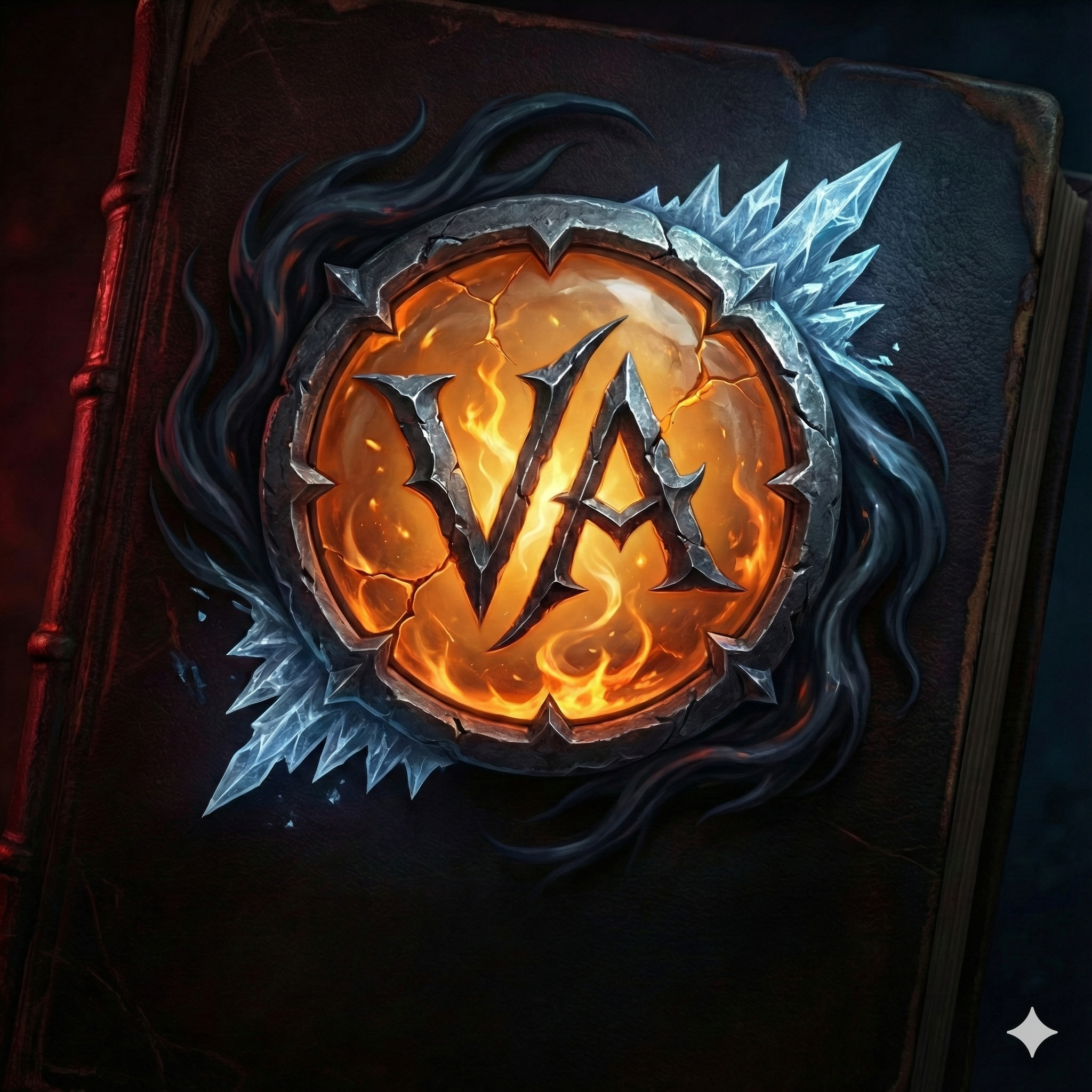 A fantasy-style book cover featuring a carved pumpkin with glowing eyes and jagged teeth, surrounded by icy blue spikes and dark tendrils, resting on an old, leather-bound book.