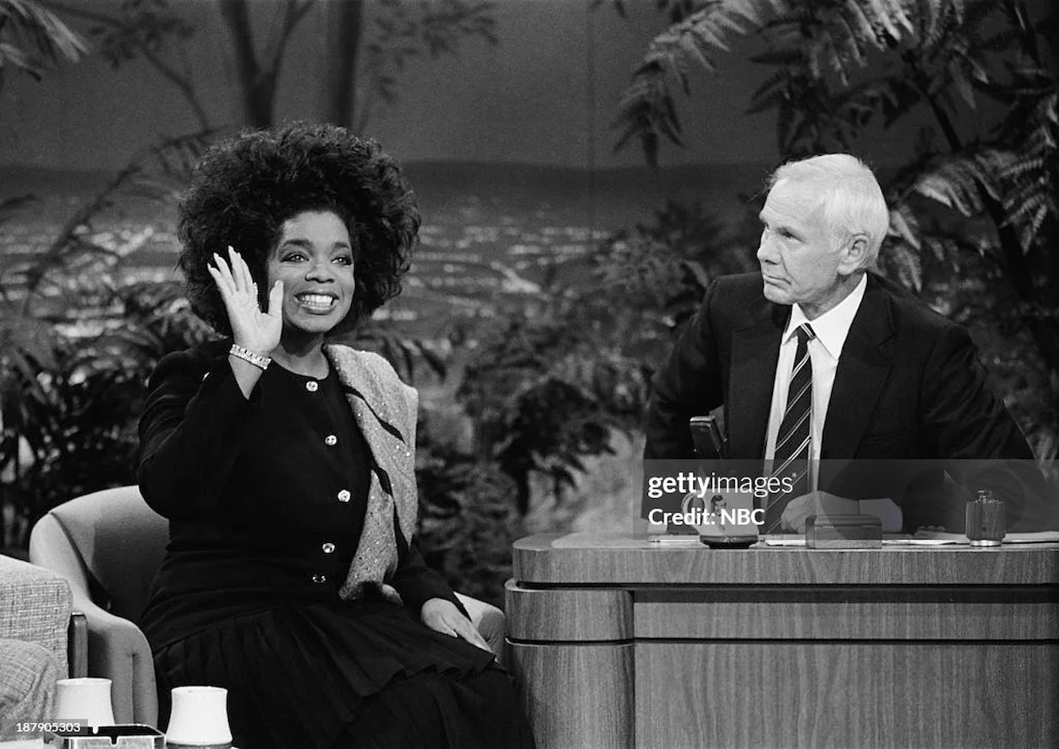 Oprah Winfrey and Johnny Carson