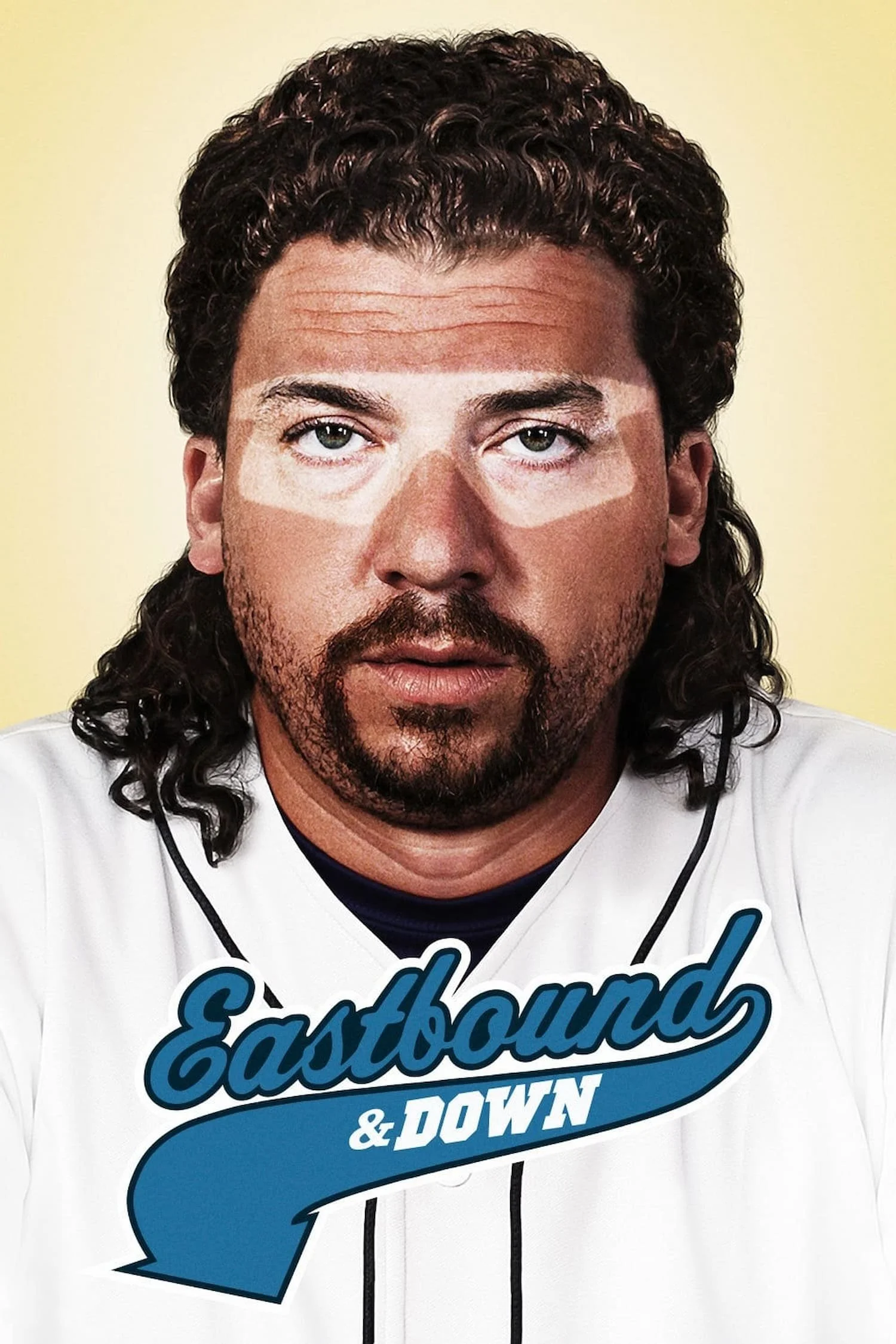 Kenny Powers with a blue and white logo that reads 'Eastbound & Down'.