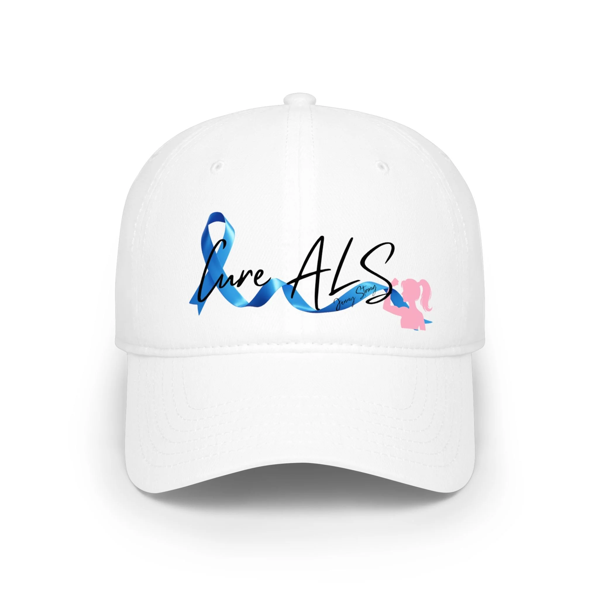 ALS Awareness Low Profile Baseball Cap — 'Love ALS' Ribbon Design