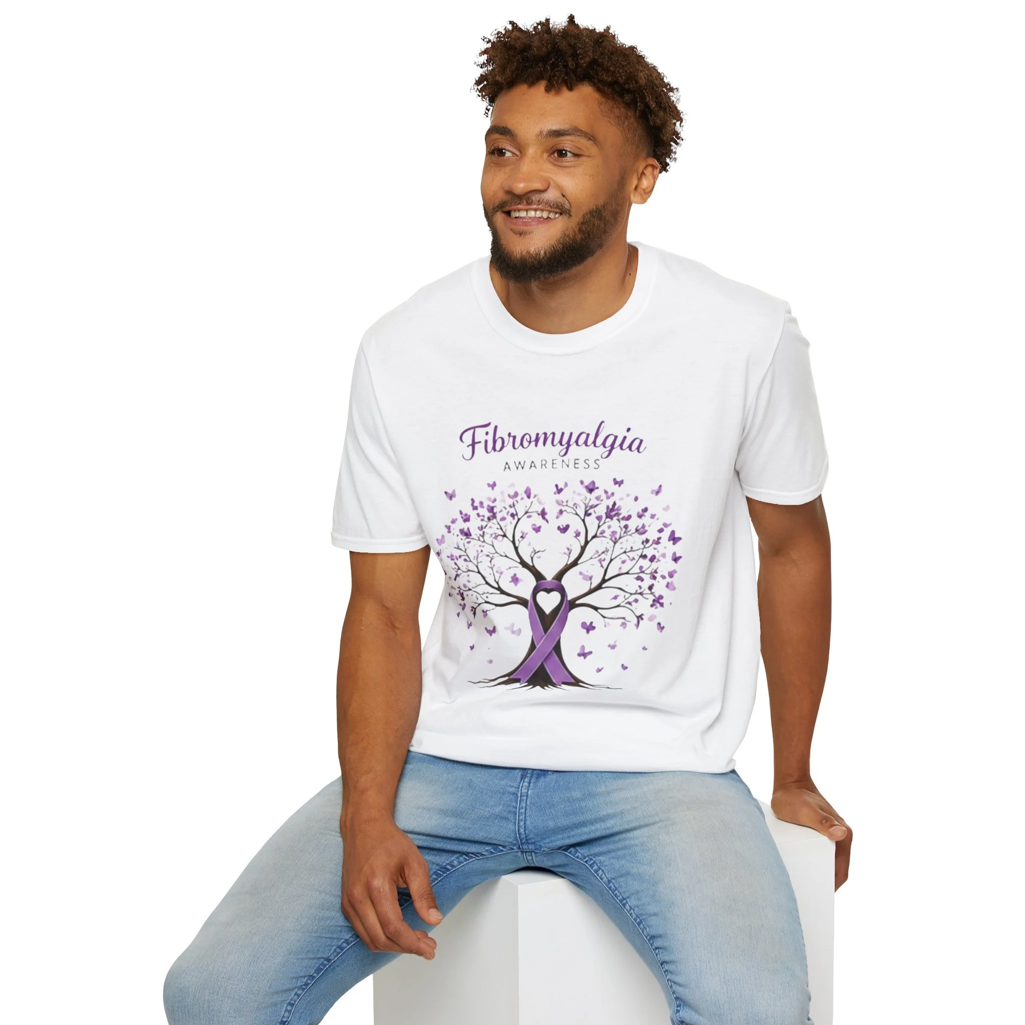 Fibromyalgia Awareness T-Shirt — Purple Ribbon Tree Design