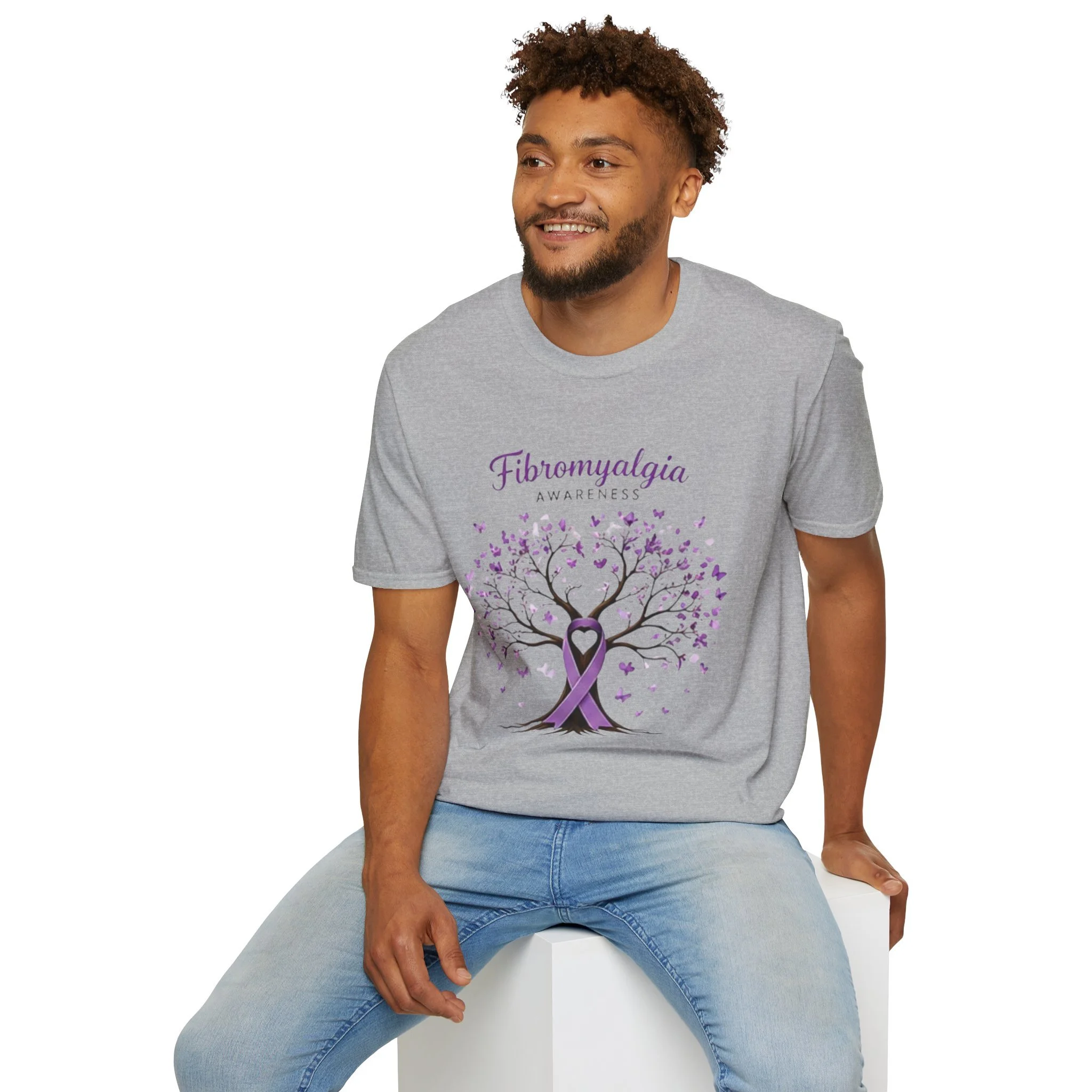 Fibromyalgia Awareness T-Shirt — Purple Ribbon Tree Design