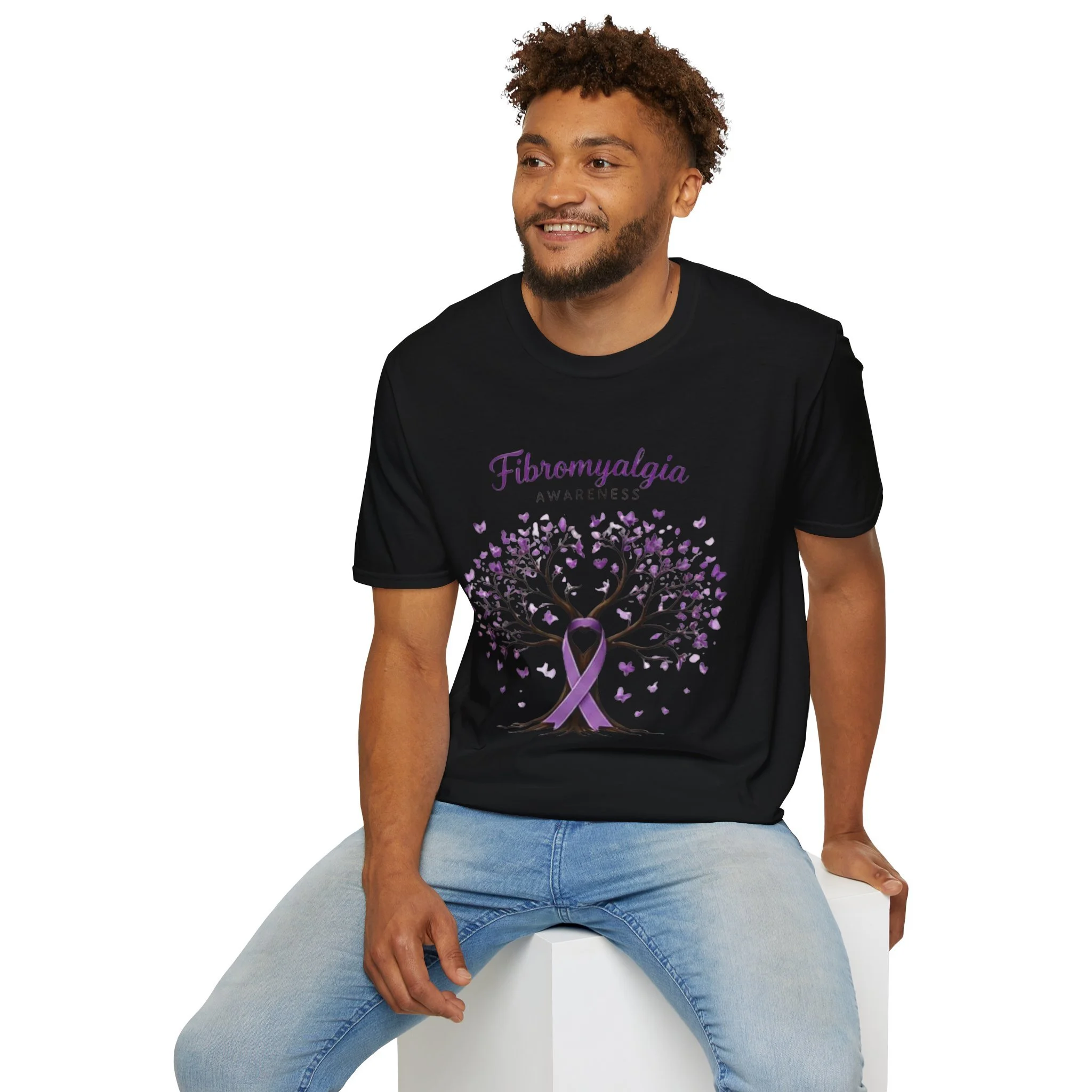 Fibromyalgia Awareness T-Shirt — Purple Ribbon Tree Design