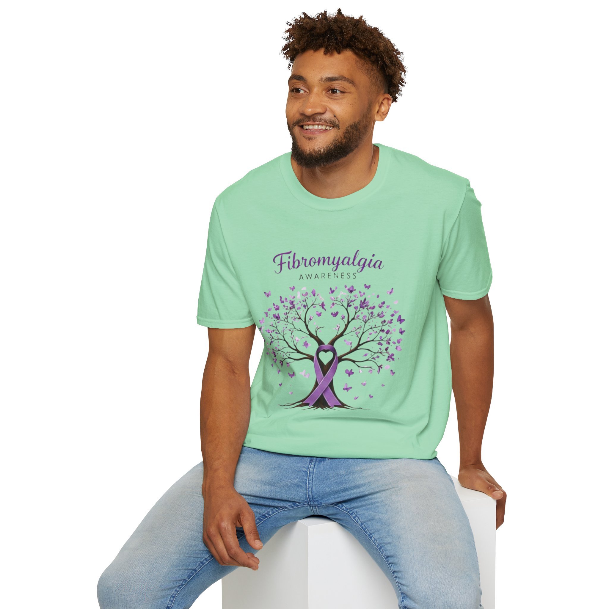 Fibromyalgia Awareness T-Shirt — Purple Ribbon Tree Design