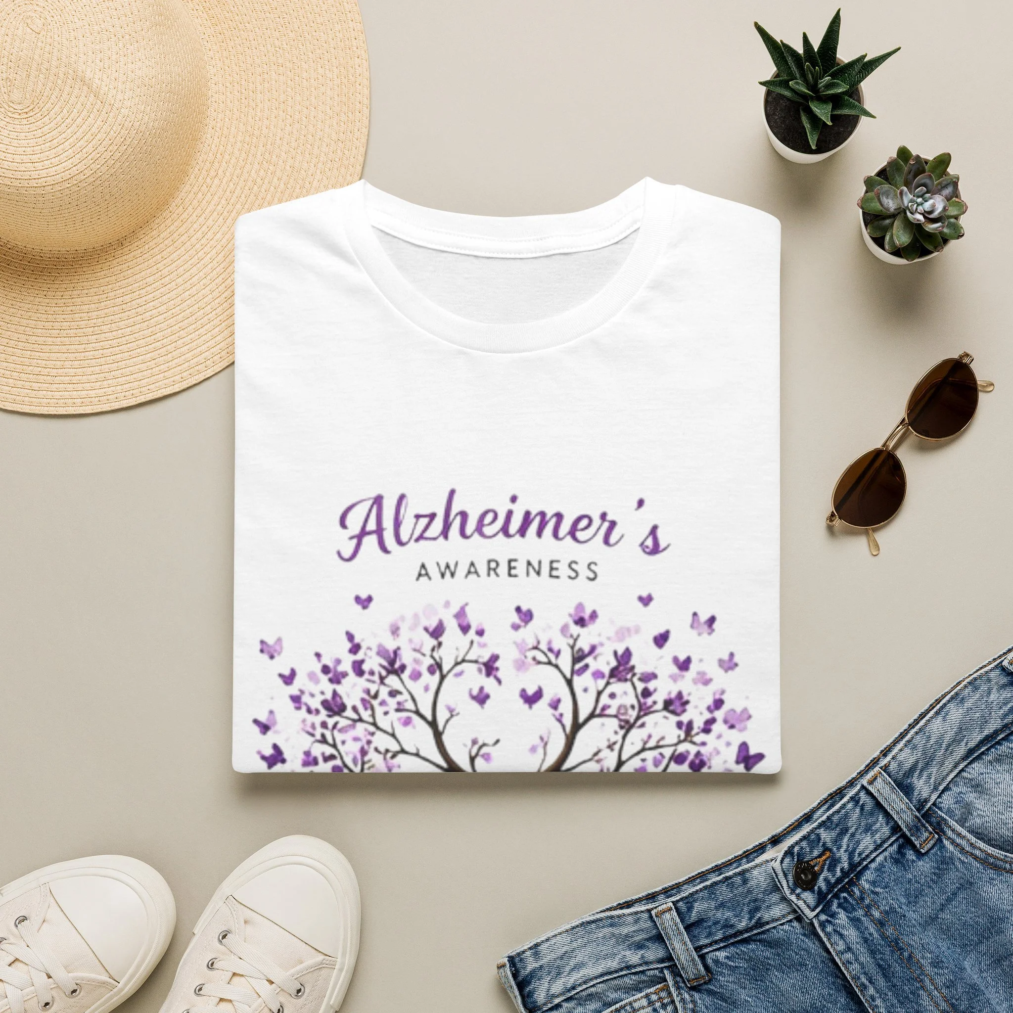 Alzheimer's Awareness T-Shirt — Purple Heart Tree Support Tee