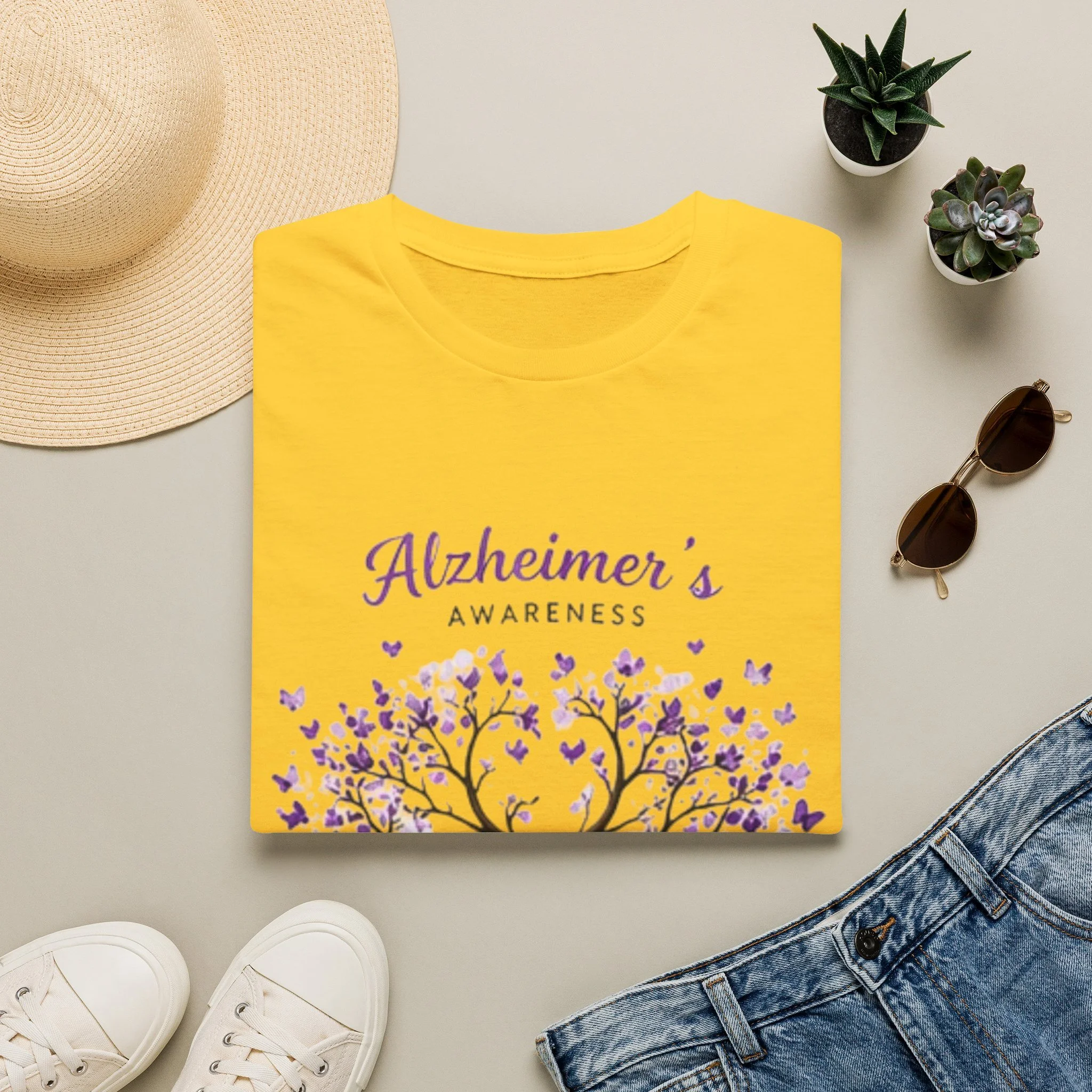Alzheimer's Awareness T-Shirt — Purple Heart Tree Support Tee