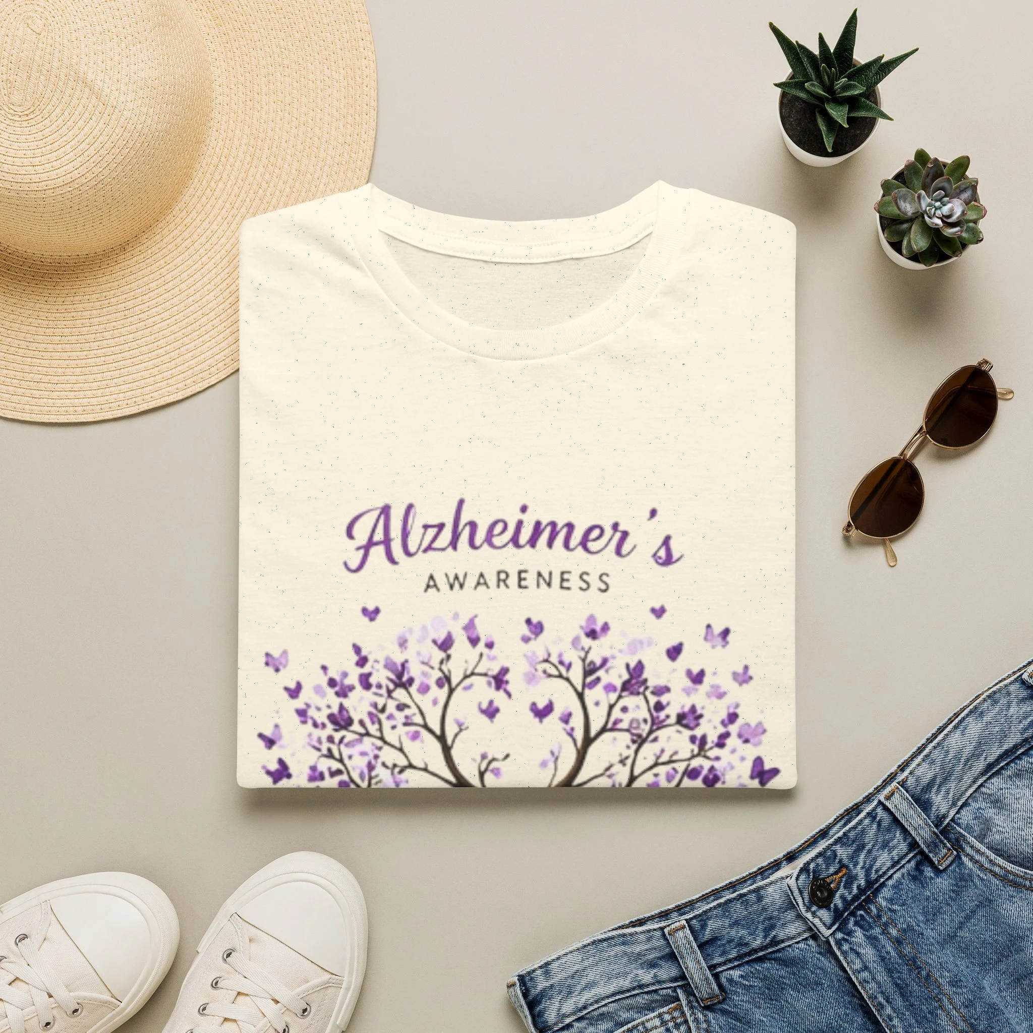 Alzheimer's Awareness T-Shirt — Purple Heart Tree Support Tee