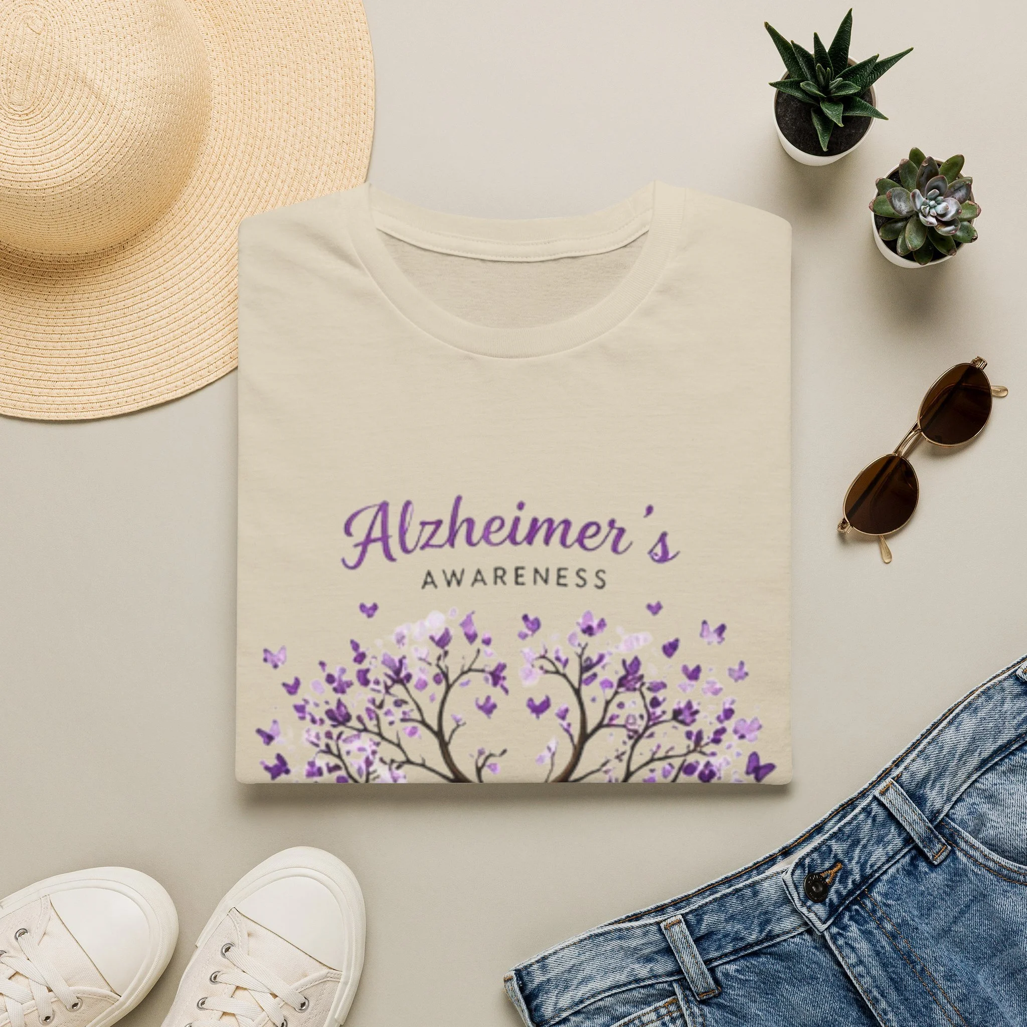 Alzheimer's Awareness T-Shirt — Purple Heart Tree Support Tee