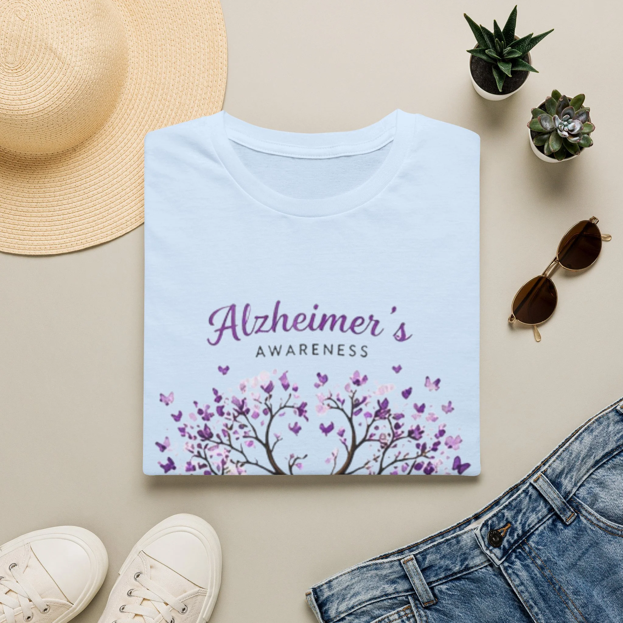 Alzheimer's Awareness T-Shirt — Purple Heart Tree Support Tee