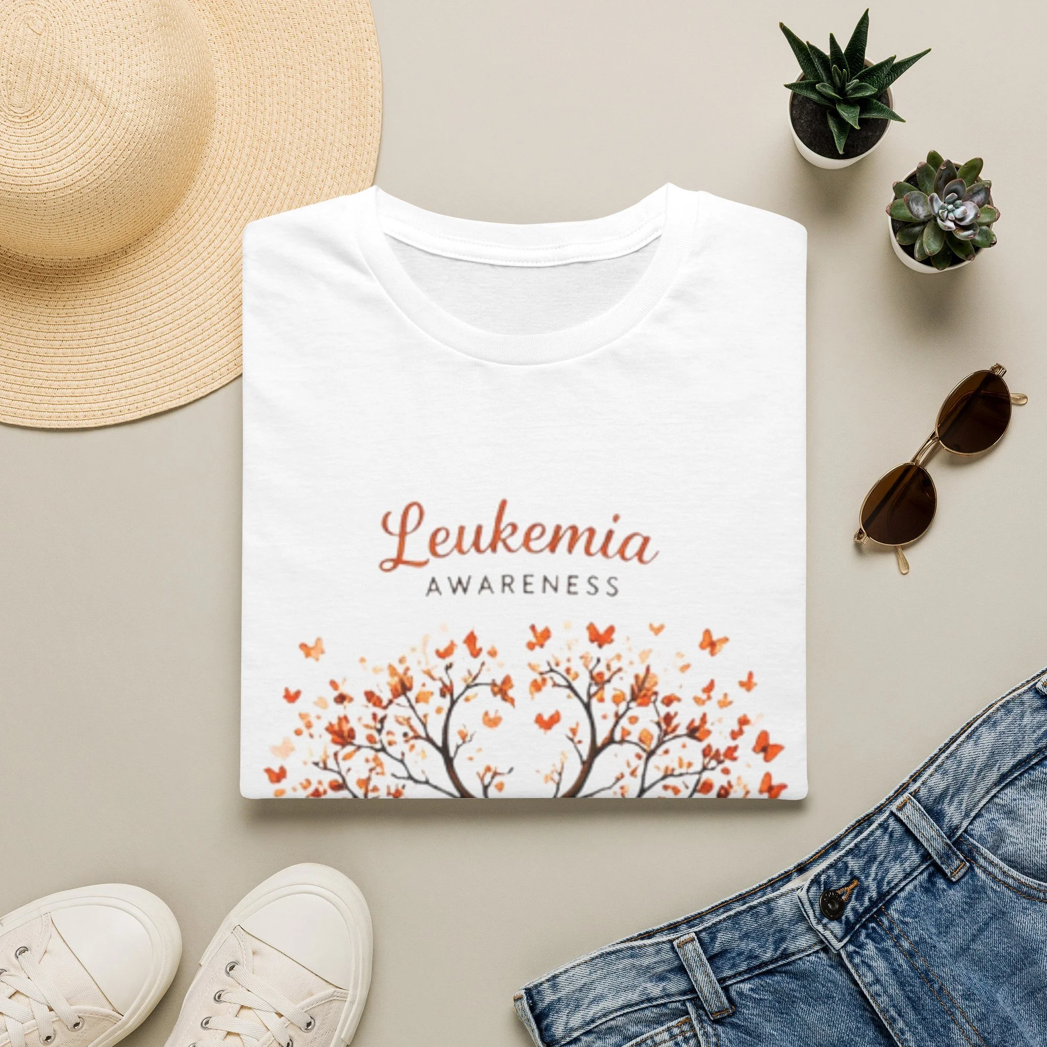 Leukemia Awareness T-Shirt — Orange Ribbon Tree Design